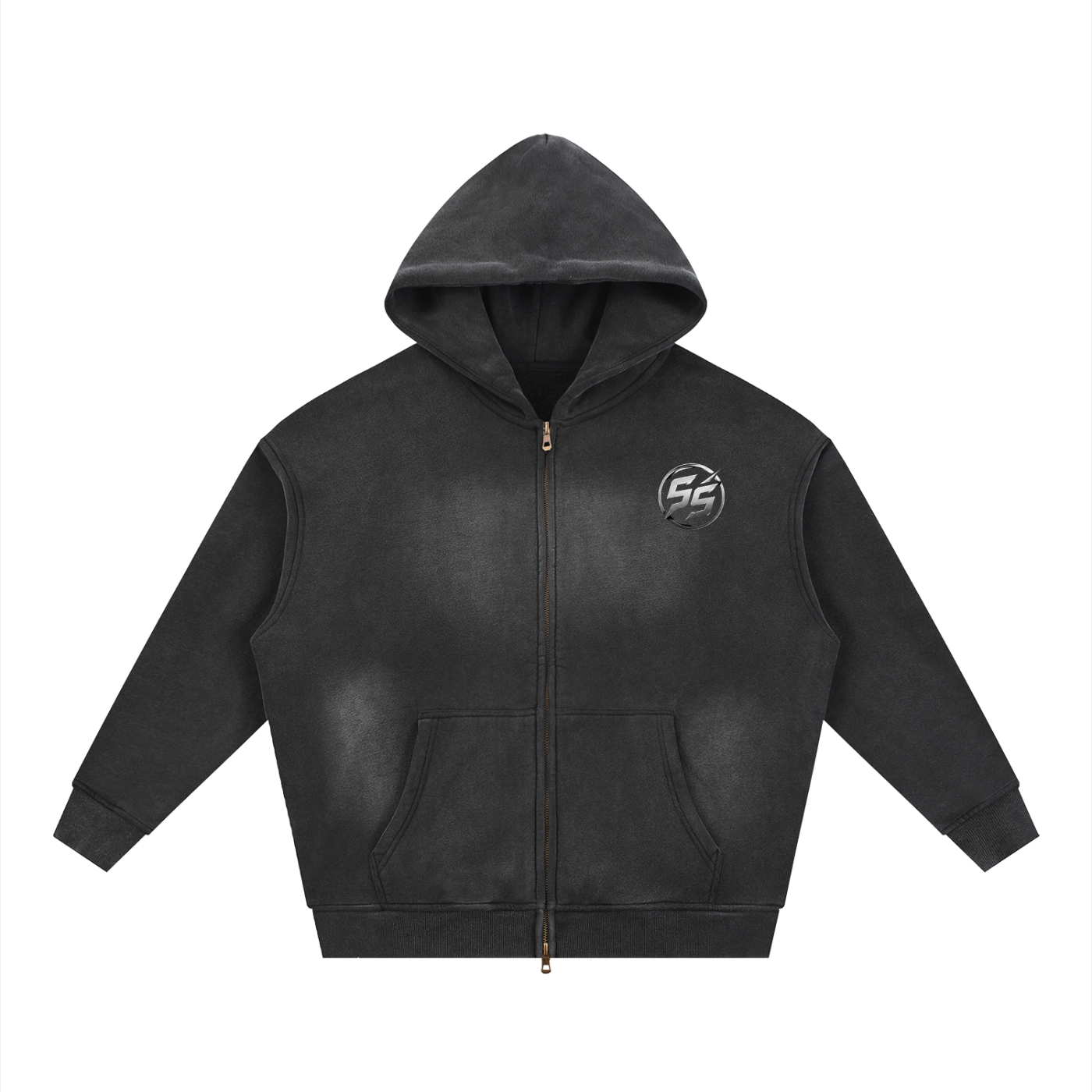 Sunfade Two-way Zipper Boxy Fleece Hoodie