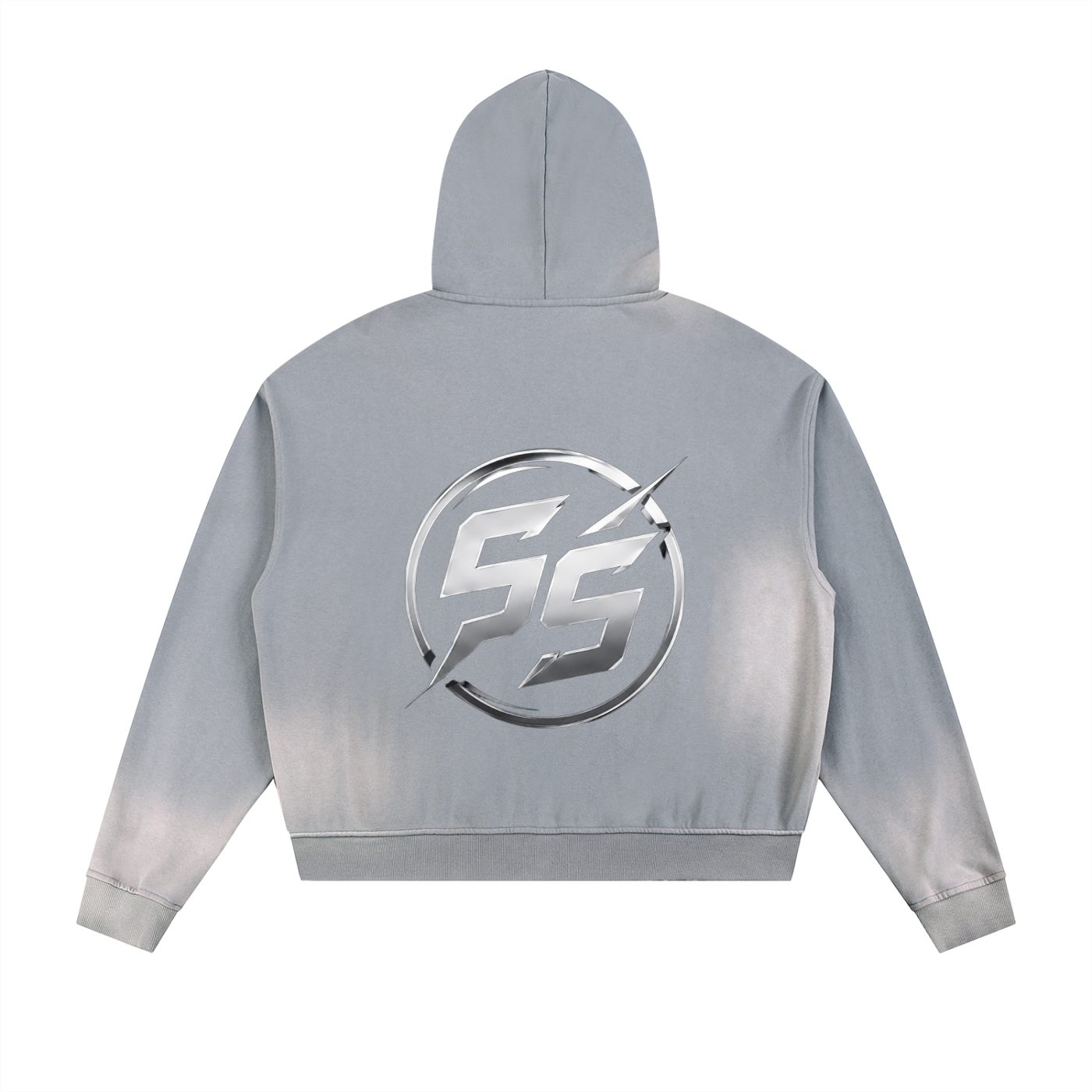 Sun Fade Frayed Raw Edge Fleece Zip Hoodie